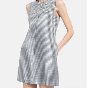 Theory Easy Crewneck Shift Dress in Checked Viscose - Size 2